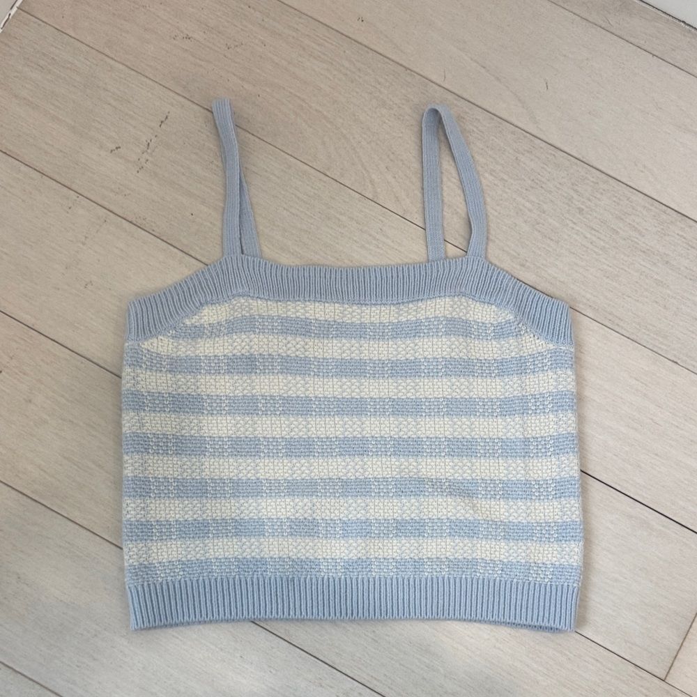 525 America Light Blue and Cream Striped Camisole